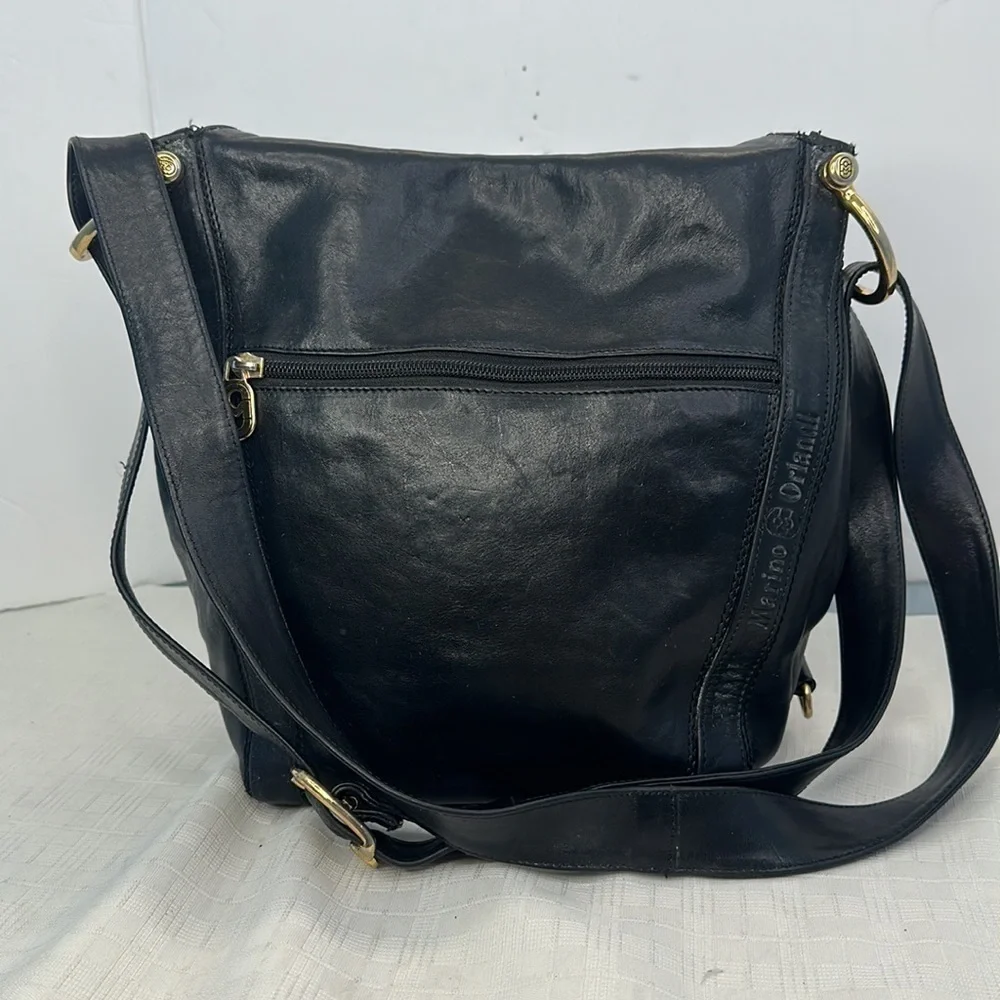 Vintage Black MARINO ORLANDI Leather bag Handbag